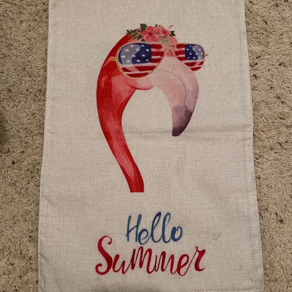 Hello Summer Flamingo Garden Flag